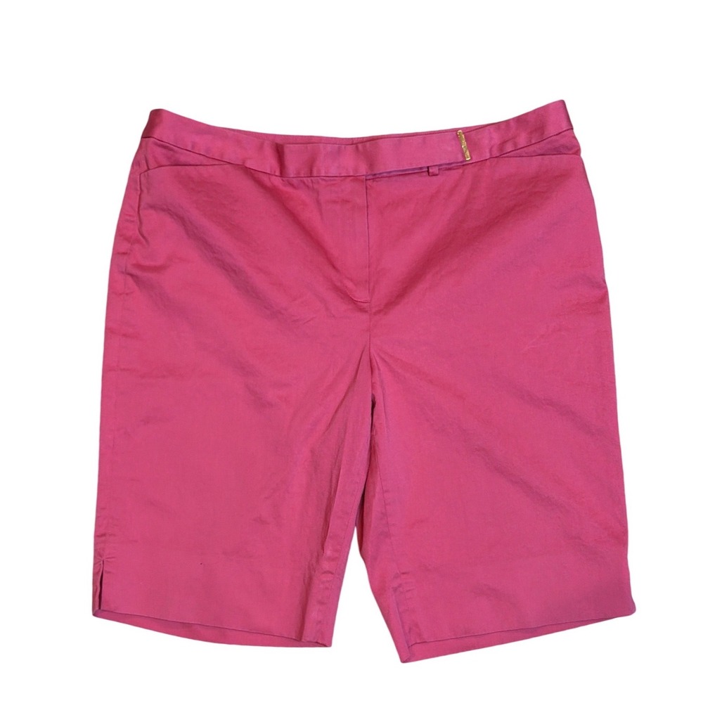 Brooks Brothers Womens Pink Bermuda Shorts Cotton Stretch Woven In Italy Size 12